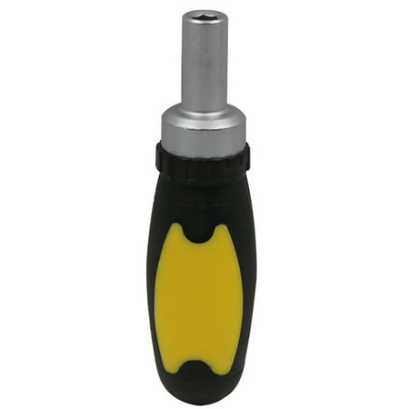 Mini Ratcheting Handle Stubby Screwdriver Magnetic Head Soft Grip Handle