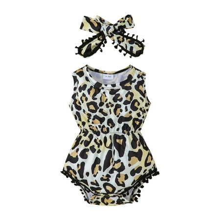 jaweiw Infant Girls Two-piece Romper and Headband Black Leopard Print Round Neck Sleeveless Fringed Bodysuit
jaweiw Infant Girls Two-piece Romper and Headband Black Leopard Print Round Neck Sleeveless Fringed Bodysuit