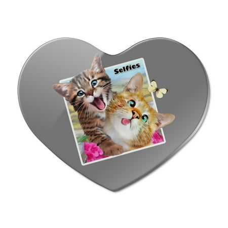 Kittens Selfie Picture Heart Acrylic Fridge Refrigerator Magnet