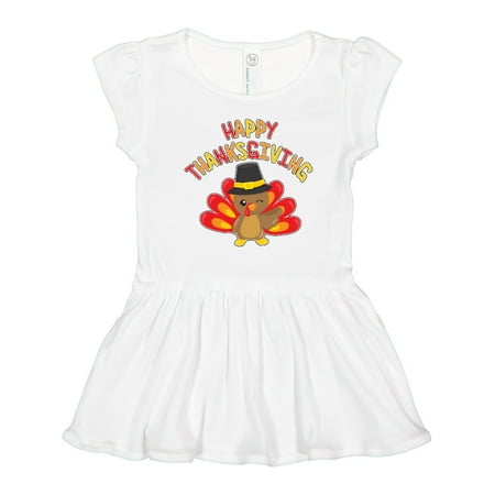 Inktastic Happy Thanksgiving- Cute Turkey in Pilgrim Hat Gift Toddler Girl Dress