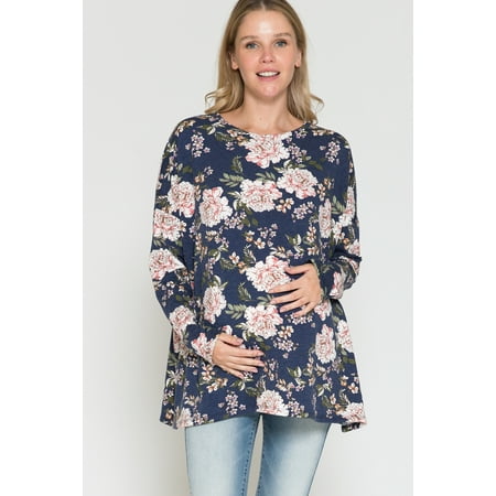 Women Maternity Floral Print Long Sleeve Sweaterhirt