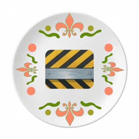 Logo Black And Yellow Strips Flower Ceramics Plate Tableware Dinner Dish