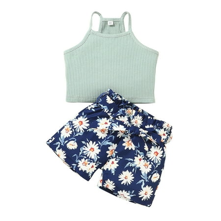 DNDKILG Infant Baby Toddler Girls 2 Piece Sleeveless Clothes Set Floral Cami Top and Shorts Set Summer Outfits with Blue 6M-4Y 100
DNDKILG Infant Baby Toddler Girls 2 Piece Sleeveless Clothes Set Floral Cami Top and Shorts Set Summer Outfits with Blue 6M-4Y 100