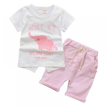 Baby Boy Girl Short Sleeve Cartoon Elephant Print T-shirt Tee + Shorts 2 Pcs Summer Outfits Set
Baby Boy Girl Short Sleeve Cartoon Elephant Print T-shirt Tee + Shorts 2 Pcs Summer Outfits Set