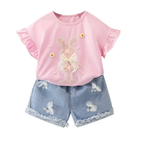 Toddler Boy Outfit Sets Easter Clothes Summer Cute Bunny Bow Applique Shirts Tops Denim Shorts Set Clothes Baby Clothes for Girls
Toddler Boy Outfit Sets Easter Clothes Summer Cute Bunny Bow Applique Shirts Tops Denim Shorts Set Clothes Baby Clothes for Girls