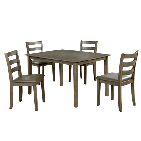 Furniture of America Banker I Transitional 5-Piece Dining Set in Gray