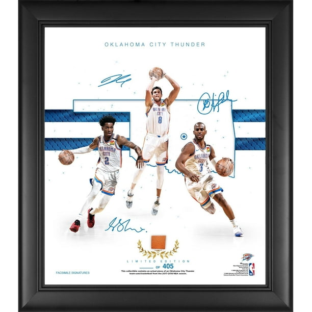 Oklahoma City Thunder Framed 15" x 17" Franchise Foundations Collage with a Piece of Game Used Basketball - Limited Edition of 405 - Fanatics Authentic Certified
