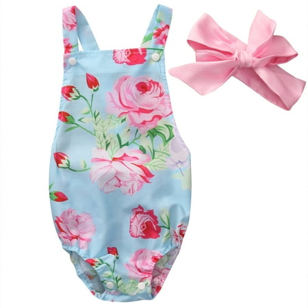 Infant Baby Girls Floral Romper Casual Sleeveless Square Neck Jumpsuit with Headband
Infant Baby Girls Floral Romper Casual Sleeveless Square Neck Jumpsuit with Headband