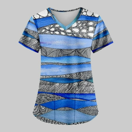TKing Fashion Independence Day Women Plus Size Scrubs Top V-Neck Short Sleeve Printed Pockets Work Blouse for Women Blue 2XL
TKing Fashion Independence Day Women Plus Size Scrubs Top V-Neck Short Sleeve Printed Pockets Work Blouse for Women Blue 2XL