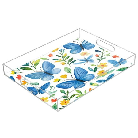 WOBOGO Blue Butterfly Acrylic Serving Trays 15.7x11.8 Inch Spill Proof Clear Decorative Organizer with Handle
WOBOGO Blue Butterfly Acrylic Serving Trays 15.7x11.8 Inch Spill Proof Clear Decorative Organizer with Handle
