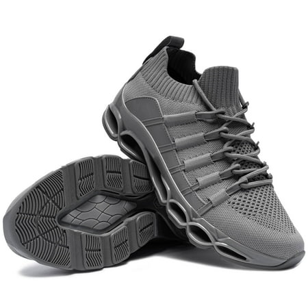 FENLERN Mens Running Shoes Lightweight Sports Walking Sneakers Gray Size 7.5