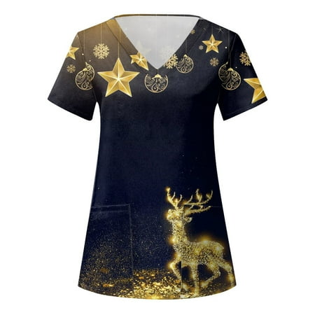Christmas Scrub_top for Women Ladies Casual Christmas Print Short Sleeve Pocket Loose Caring Workwear
Christmas Scrub_top for Women Ladies Casual Christmas Print Short Sleeve Pocket Loose Caring Workwear