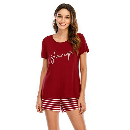 Xmarks Womens Cute Round Neck Short Sleeve Printed Sleep Shirts with Short Pant Soft Sleepwear Red M
Xmarks Womens Cute Round Neck Short Sleeve Printed Sleep Shirts with Short Pant Soft Sleepwear Red M