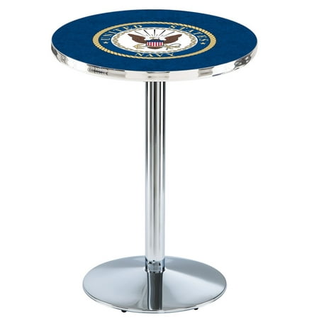 L214 - 42" Chrome U.S. Navy Pub Table with 36" dia. top by Holland Bar Stool Co.