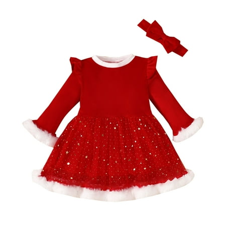 Little Girls Long Sleeve Dresses Toddler Girls Long Sleeve Christmas Dresses Headbands Set Toddler Girls Princess Party Dress 18-24 Months
Little Girls Long Sleeve Dresses Toddler Girls Long Sleeve Christmas Dresses Headbands Set Toddler Girls Princess Party Dress 18-24 Months