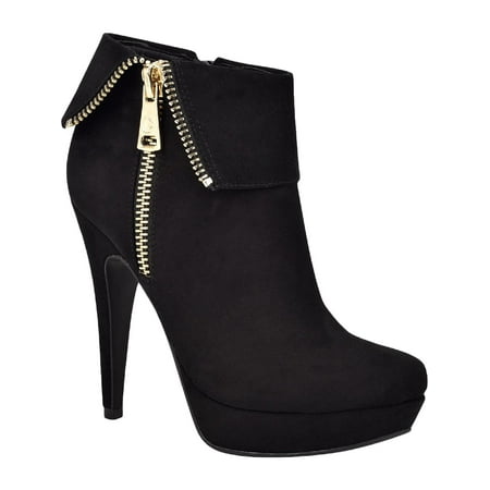 GBG Los Angeles Womens Docker Faux Suede Stiletto Ankle Boots