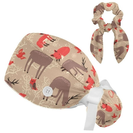 Working Cap with Buttons and Sweatband Scrub Hat Bouffant Caps with Scrunchie Fox Tie Back Hats
Working Cap with Buttons and Sweatband Scrub Hat Bouffant Caps with Scrunchie Fox Tie Back Hats