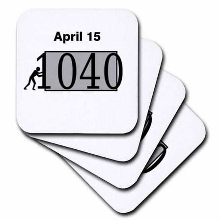 3dRose Print of Man Pushing 1040 Tax Sign Soft Coasters set of 8