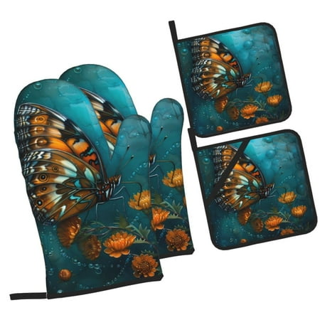 Pofeuu Elegant Butterfly And Flowers Print Oven Mitts and Pot Holders 4 pcs Set High Heat Resistant 500 Degree Extra Thicken Long Kitchen Cotton Oven Glove for Cooking
Pofeuu Elegant Butterfly And Flowers Print Oven Mitts and Pot Holders 4 pcs Set High Heat Resistant 500 Degree Extra Thicken Long Kitchen Cotton Oven Glove for Cooking