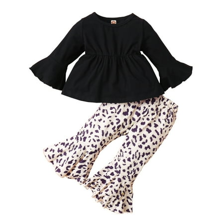 Kucnuzki 9 Months Baby Girl Fall-Winter Outfits Pants Sets 12 Months Long Trumpet Sleeve Tops Elastic Leopard Trumpet Pants 2PCS Set Black
Kucnuzki 9 Months Baby Girl Fall-Winter Outfits Pants Sets 12 Months Long Trumpet Sleeve Tops Elastic Leopard Trumpet Pants 2PCS Set Black