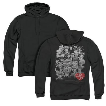 I Love Lucy & 60 Years of Fun Back Print - Adult Zipper Hoodie, Black - 3X
