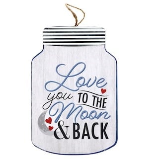 I Love You To The Moon and Back Valentine s Day Mason Jar Shaped Wall Decor Hanging Sign 8.75 x 12.875-in.
I Love You To The Moon and Back Valentine s Day Mason Jar Shaped Wall Decor Hanging Sign 8.75 x 12.875-in.