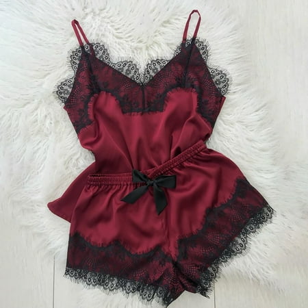 Rewenti New Sexy Satin Silk Pajamas Lingerie Women Underwear Sleepwear Satin Wine S(S)
Rewenti New Sexy Satin Silk Pajamas Lingerie Women Underwear Sleepwear Satin Wine S(S)