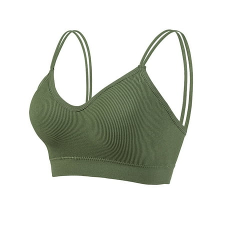 

DNDKILG Padded Bralettes for Women Wirefree Comfort Seamless Workout Yoga Bra Green One Size