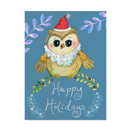 Trademark Fine Art 'Santa Owl Big Eyes' Canvas Art by Valarie Wade
