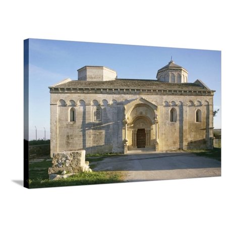 Facade of St Leonard Church, 11th Century, Siponto, Apulia, Italy Stretched Canvas Print Wall Art