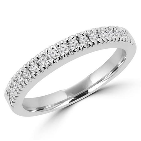 MD170015-6.75 0.2 CTW Round Diamond Semi-Eternity Wedding Band Ring in 14K White Gold - Size 6.75