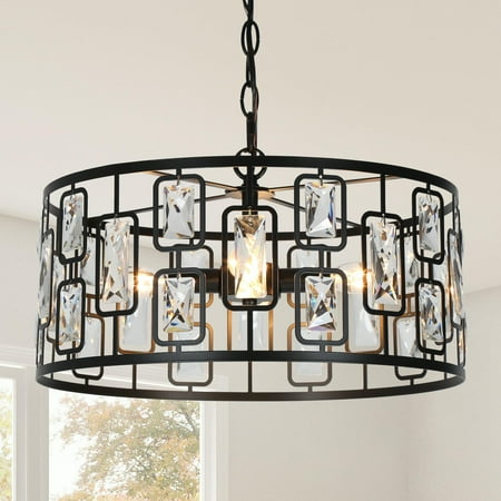 LNC Uzel 4-Light Matte Black Drum Modern/Contemporary Crystal Chandelier 17 Lx9 Hx17 D
LNC Uzel 4-Light Matte Black Drum Modern/Contemporary Crystal Chandelier 17 Lx9 Hx17 D
