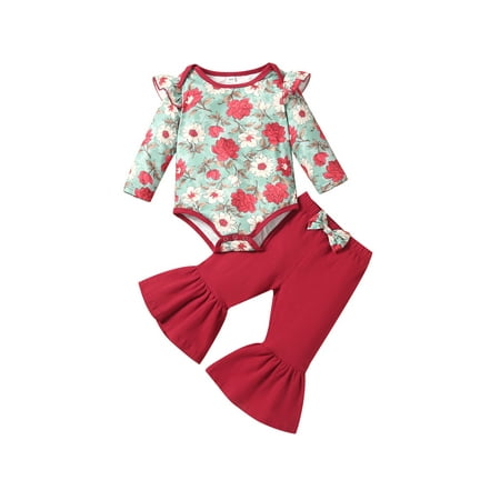 Seyurigaoka Cute Sweet Infant Girls Spring Outfits Flowers Ruffle Romper + Long Flared Pants
Seyurigaoka Cute Sweet Infant Girls Spring Outfits Flowers Ruffle Romper + Long Flared Pants