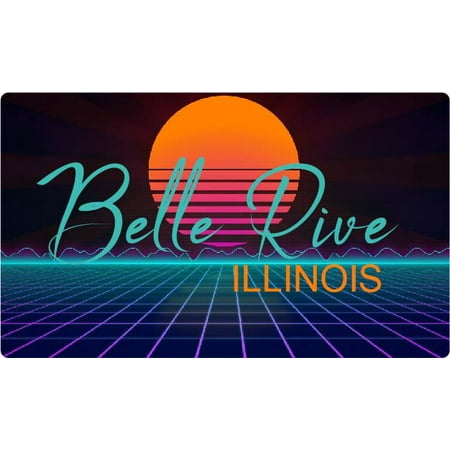 Belle Rive Illinois 4 X 2.25-Inch Fridge Magnet Retro Neon Design