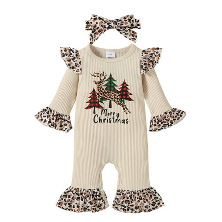 Sunisery Newborn Baby Girls Christmas Rompers Leopard Flare Sleeve Xmas Tree Print Jumpsuits Headband Outfit White Brown 9-12 Months
Sunisery Newborn Baby Girls Christmas Rompers Leopard Flare Sleeve Xmas Tree Print Jumpsuits Headband Outfit White Brown 9-12 Months