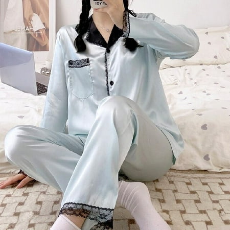 DanceeMangoo New Silk Pjs Ladies Long Sleeves Satin Sleepwear Set Womens Home Wear Clothing Suit Sweet Pyjamas Elegant Womens Pajamas Sets
DanceeMangoo New Silk Pjs Ladies Long Sleeves Satin Sleepwear Set Womens Home Wear Clothing Suit Sweet Pyjamas Elegant Womens Pajamas Sets