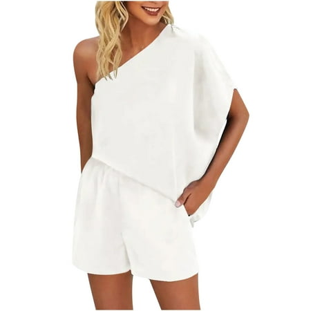 Dadaria 2 Piece Outfits for Women Shorts Set Plus Size Two Piece Printed Solid One Shoulder Top With with Pocket Shorts Set Suit White S Female
Dadaria 2 Piece Outfits for Women Shorts Set Plus Size Two Piece Printed Solid One Shoulder Top With with Pocket Shorts Set Suit White S Female