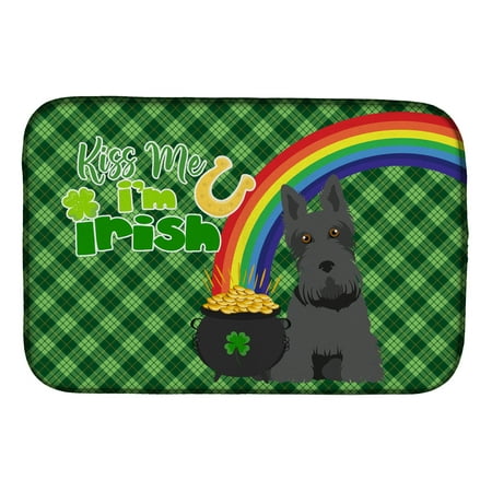 Black Scottish Terrier St. Patrick s Day Dish Drying Mat 14 in x 21 in