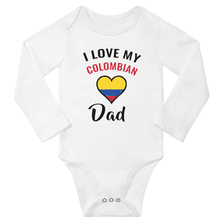 I Love My Colombian Dad Baby Long Slevve Rompers (White 6-12 Months)