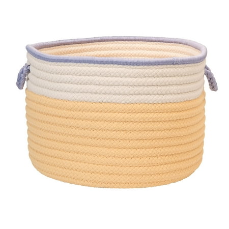 Colonial Mills 22 Pastel Yellow and Purple Modern Round Braided Storage Basket