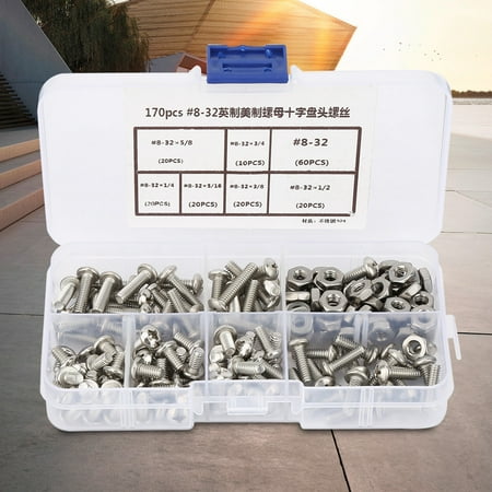 EBTOOLS Screws And Nuts 170pcs Nut & Bolt Assortment For Home Work