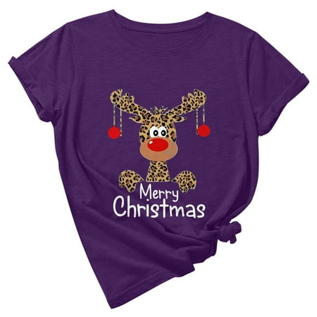 Shirts for Women Womens Tops Dressy Casual Women s Round Neck T-shirt Deer Print T-shirt Short Sleeve T-Shirt Tops Off The Shoulder Tops for Women Tube Tops for Women New Arrival Purple M
Shirts for Women Womens Tops Dressy Casual Women s Round Neck T-shirt Deer Print T-shirt Short Sleeve T-Shirt Tops Off The Shoulder Tops for Women Tube Tops for Women New Arrival Purple M