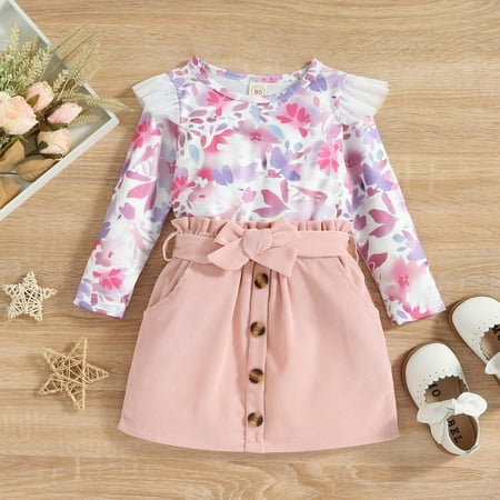 QISIWOLE Infant Toddler Baby Girls Mesh Flying Sleeve Print Long Sleeve T-Shirt Corduroy Skirt Two Piece Set summer savings
QISIWOLE Infant Toddler Baby Girls Mesh Flying Sleeve Print Long Sleeve T-Shirt Corduroy Skirt Two Piece Set summer savings