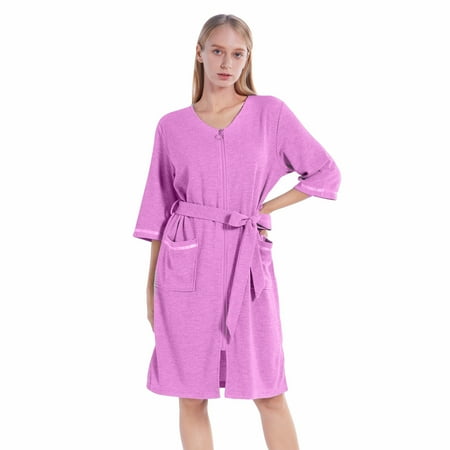 WBQ Women Zipper Front House Coat Short Sleeve Waffle Belt Robe Zip up Bathrobes Short Nightgown Soft Dress Gown with Pockets S-2XL
WBQ Women Zipper Front House Coat Short Sleeve Waffle Belt Robe Zip up Bathrobes Short Nightgown Soft Dress Gown with Pockets S-2XL