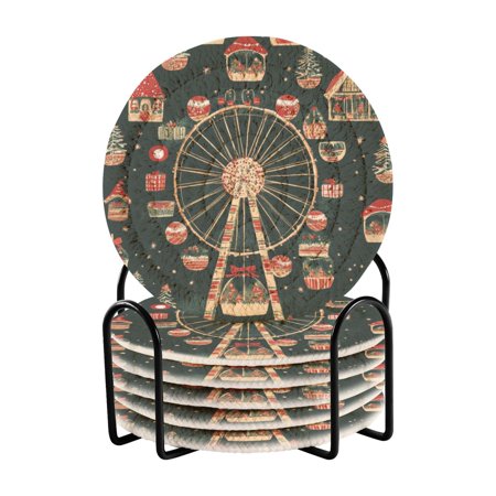 WOBOGO Christmas Decorated Ferris Wheel Coil Coasters Set of 6 Minimalist Cotton Woven 3.94 inch Non-Slip Insulated and Absorbent Home Accessories.
WOBOGO Christmas Decorated Ferris Wheel Coil Coasters Set of 6 Minimalist Cotton Woven 3.94 inch Non-Slip Insulated and Absorbent Home Accessories.