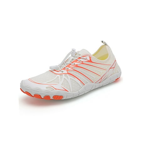 Rotosw Womens Mens Aqua Socks Barefoot Beach Shoe Mesh Water Shoes Slip Resistant Quick Dry Athletics Swim Comfort Sneakers White Orange 7.5
Rotosw Womens Mens Aqua Socks Barefoot Beach Shoe Mesh Water Shoes Slip Resistant Quick Dry Athletics Swim Comfort Sneakers White Orange 7.5