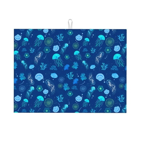 Dish Drying Mat Blue Jellyfish Shell Coral Highly Absorbent Microfiber Drying Mat Kitchen Counter or Sink Drawer Liner 18x24 Kitchen Drying Mat Coffee Mat Kitchen Essentials
Dish Drying Mat Blue Jellyfish Shell Coral Highly Absorbent Microfiber Drying Mat Kitchen Counter or Sink Drawer Liner 18x24 Kitchen Drying Mat Coffee Mat Kitchen Essentials
