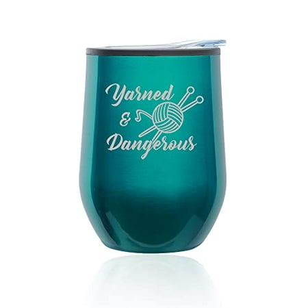 Stemless Wine Tumbler Coffee Travel Mug Glass with Lid Yarned And Dangerous Funny Knitting (Turquoise Teal)
Stemless Wine Tumbler Coffee Travel Mug Glass with Lid Yarned And Dangerous Funny Knitting (Turquoise Teal)