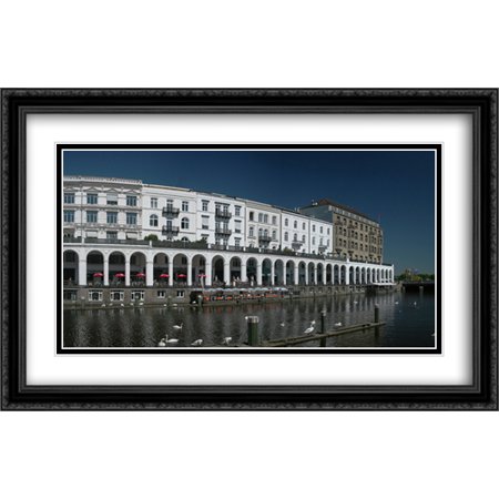 Alster Arcades, Hamburg, Germany 2x Matted 40x26 Large Black Ornate Framed Art Print by The Cityscape Art Print Series