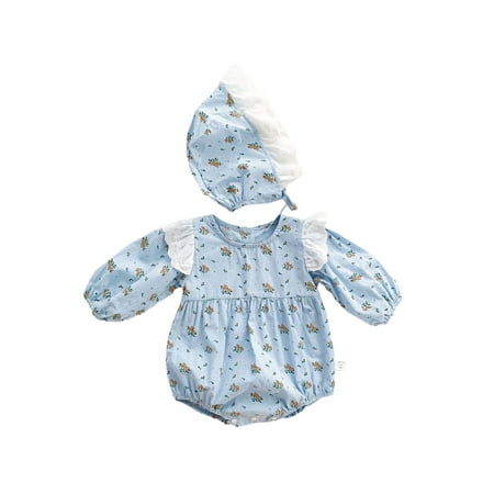 Yinyinxull Newborn Infant Baby Girls Romper Floral Ruffle Jumpsuit Hat Autumn Spring Princess Clothing Light Blue 18-24 Months
Yinyinxull Newborn Infant Baby Girls Romper Floral Ruffle Jumpsuit Hat Autumn Spring Princess Clothing Light Blue 18-24 Months